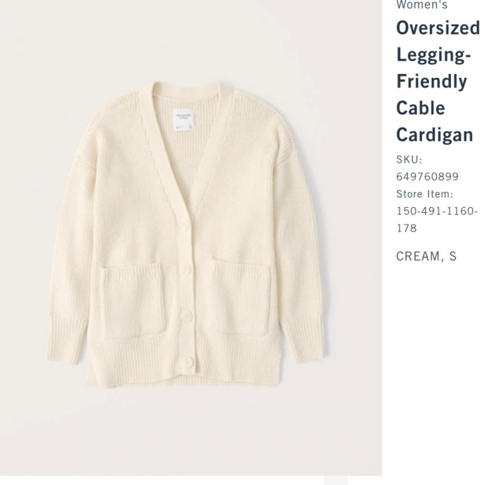 Abercrombie Oversized Beige Legging Cardigan size small